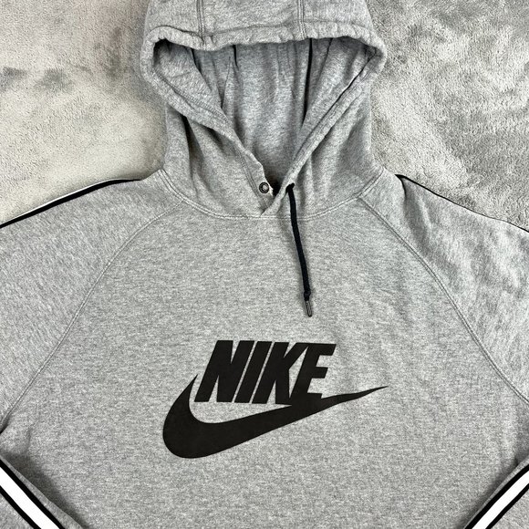 Nike Casual Sporty Grey Hoodie Pullover Huge Spellout XXL - Picture 2 of 10